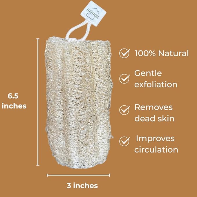All Natural Loofah, Exfoliating Body Scrubbers (2 Pack), Biodegradable Bath Loofahs Sponge, Gentle, Chemical-Free Bath & Body Loofah for Women, Men and Kids