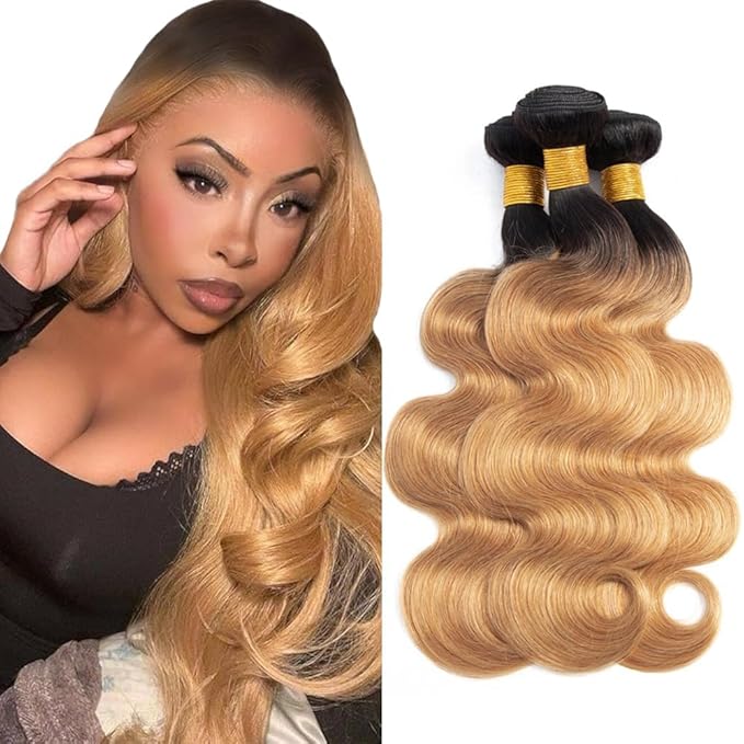 30 32 34 Inch Honey Blonde Bundles Human Hair Ombre Body Wave Bundle 1b27 Body Wave 3 Bundles Brazilian Virgin Hair Extensions 150g