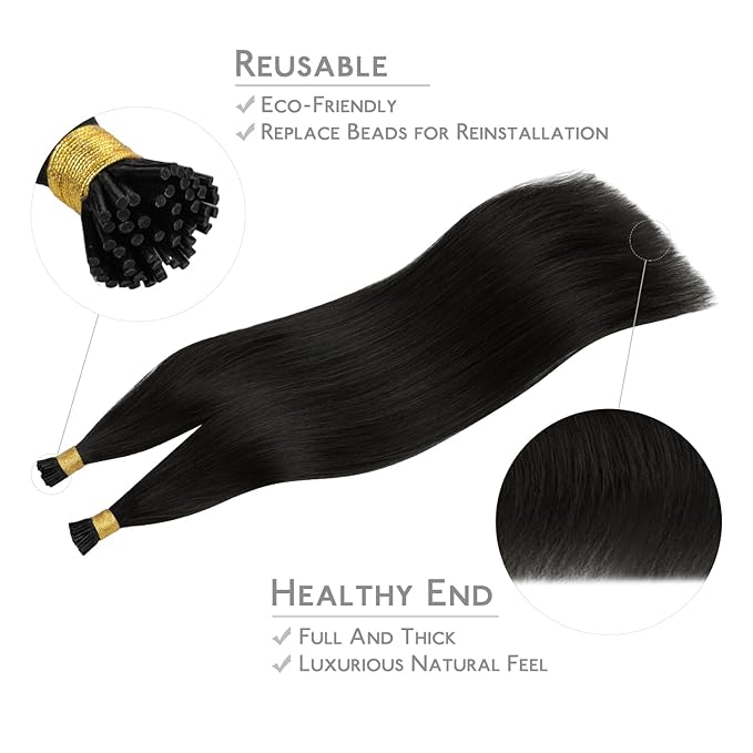 WENNALIFE I Tip Hair Extensions Real Human Hair, 100g 100s 18 Inch Natural Black Remy Itip Human Hair Extensions Invisible Itips Straight I Tips Cold Fusion Extensions