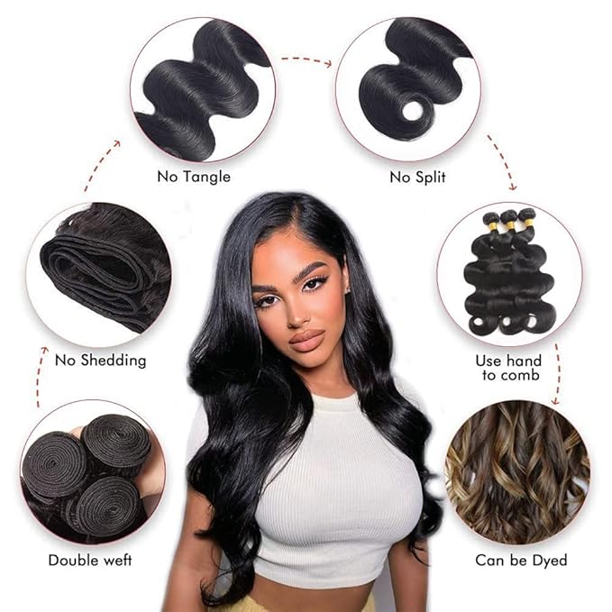 Human Hair Bundles Body Wave 1 Bundle 12A Unprocessed Brazilian Virgin Human Hair Body Wave Bundles 100G Natural Black Hair Extensions