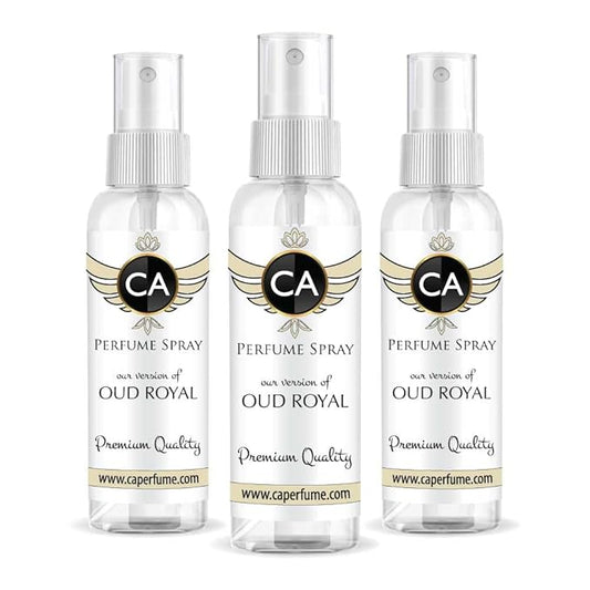 CA Perfume Eco Refill Impression of Oud Royal For Women & Men EDP Perfume Concentrated Long Lasting Eau de Parfum Spray Refillable Atomizer Bottle 2 Fl Oz/60ml-X3