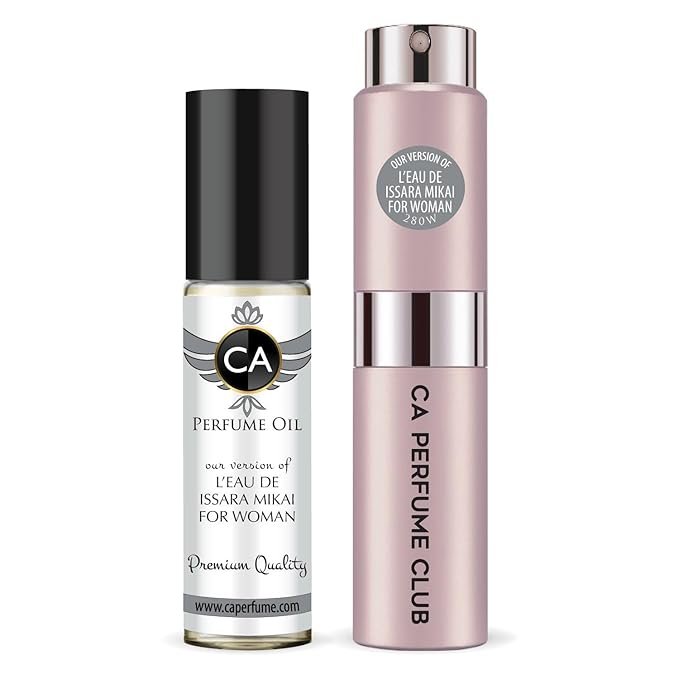 CA Perfume Duo Impression of L'eau De Miyake For Woman For Women Perfume Layering Set Long Lasting Travel Size EDP + Body Oil Roll-On Bottle 0.27 Fl Oz+0.33 Fl Oz