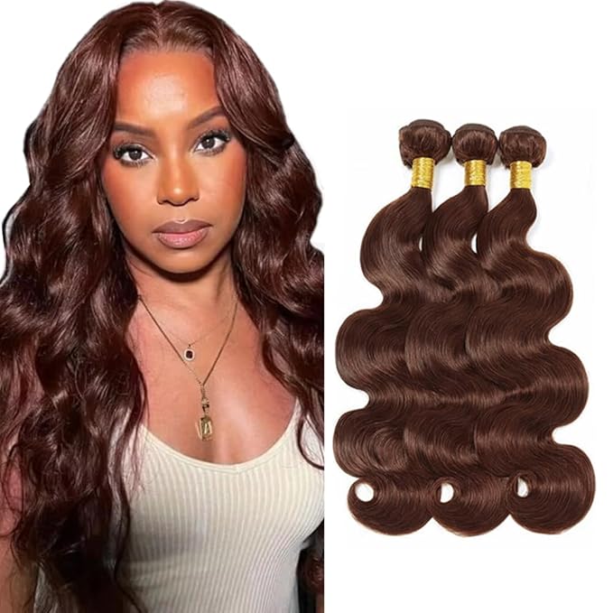 24 26 28 inch WuvuSnm Dark Brown Bundles #4 Body Wave Human Hair Bundles Brown Body Wave Bundle #4 Human Hair Bundle