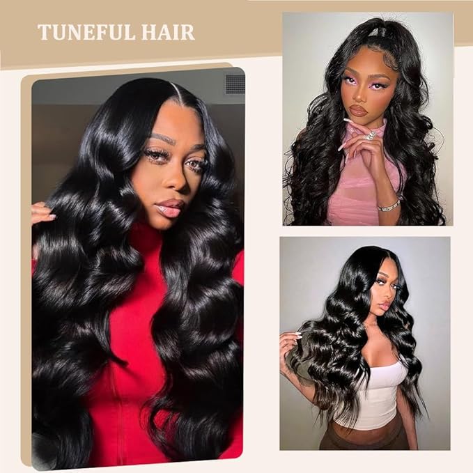 Tuneful 13x6 HD Lace Front Wigs Human Hair Pre Plucked Body Wave Lace Front Wigs for Women 22 Inch 13x6 Frontal Wigs with Baby Hair