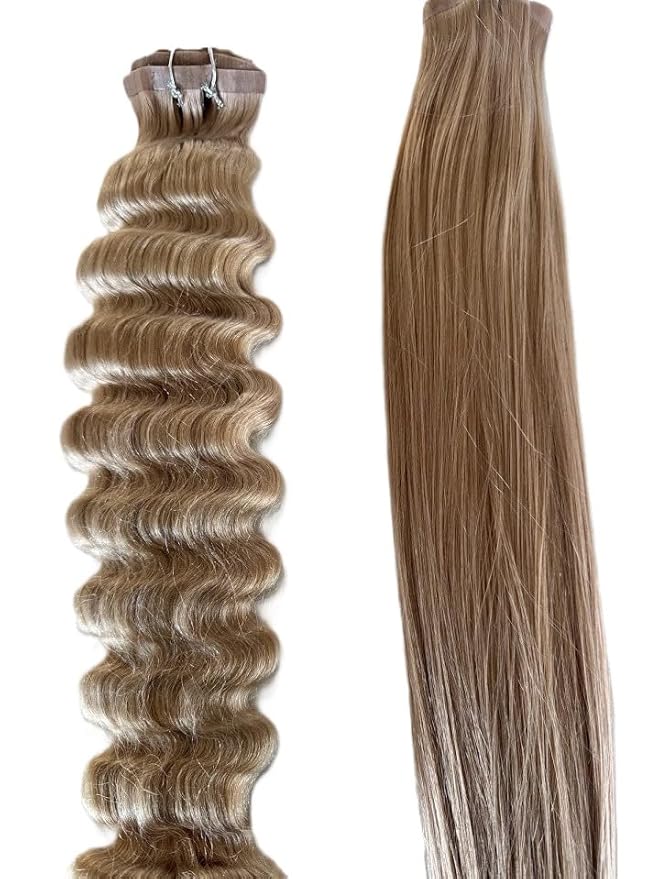Remy Cuticle Intact Double Drawn Real Human Hair Deep Wave Curl Hair Seamless Invisible Clip In Hair Extentions #18 Dark Blonde110g 20 inch 8 pcs