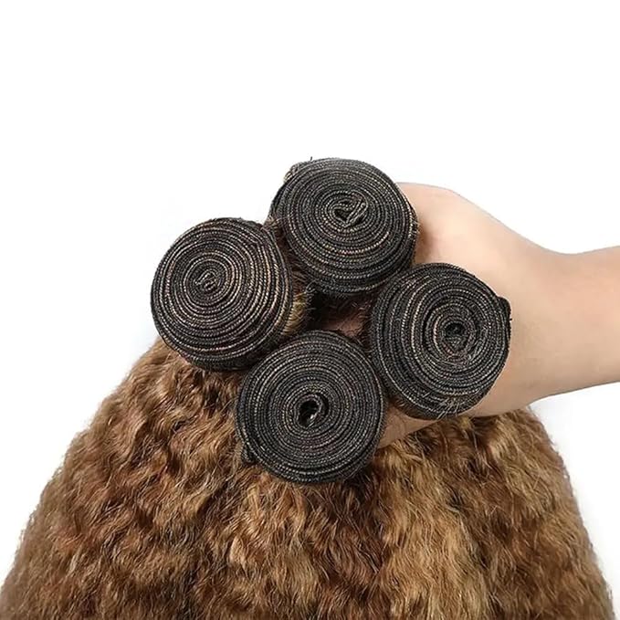 28 30 32 Inch Highlight Bundles Light Brown Kinky Straight Bundle Color 30 Human Hair 3 Bundles Brazilian Virgin Remy Hair Extensions