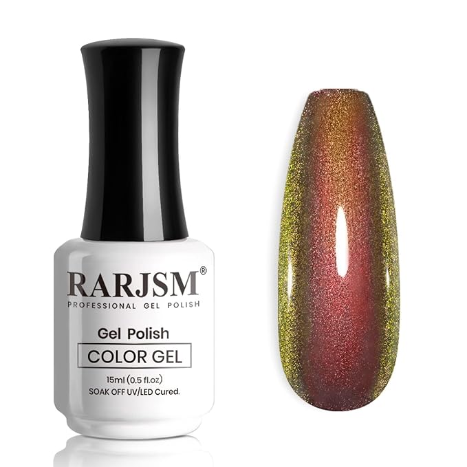 RARJSM Chameleon Gel Nail Polish Glitter Grape Purple to Green Multichrome Color Changing Holographic Gel Polish Curing Requires Sparkle Shimmer Nail Gel Varnish Soak Off DIY at Home Salon 15ml