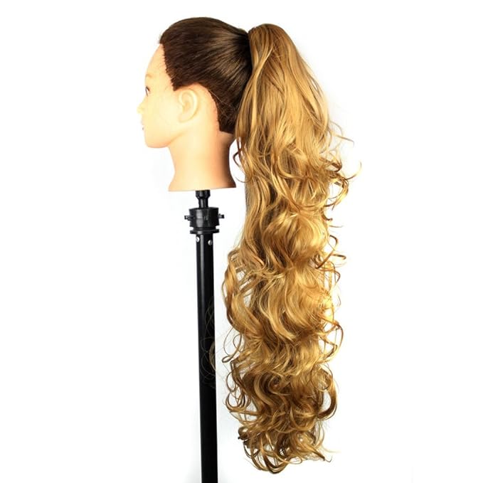 S_SSOY 31"(78cm) Women's Curly Pony Tail Hair Piece Synthetic Claw Clip Ponytail Wavy Long Curled in Hair Extension Extensions Long/Voluminous Wig Hairpieces for Women Girls Lady,27B#