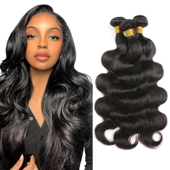 Freiuoke Body Wave Bundles Human Hair 18 20 22 Inch Unprocessed Brazilian Virgin Hair 3 Bundles 150g Body Wave Weave Bundle Real Human Hair Extensions