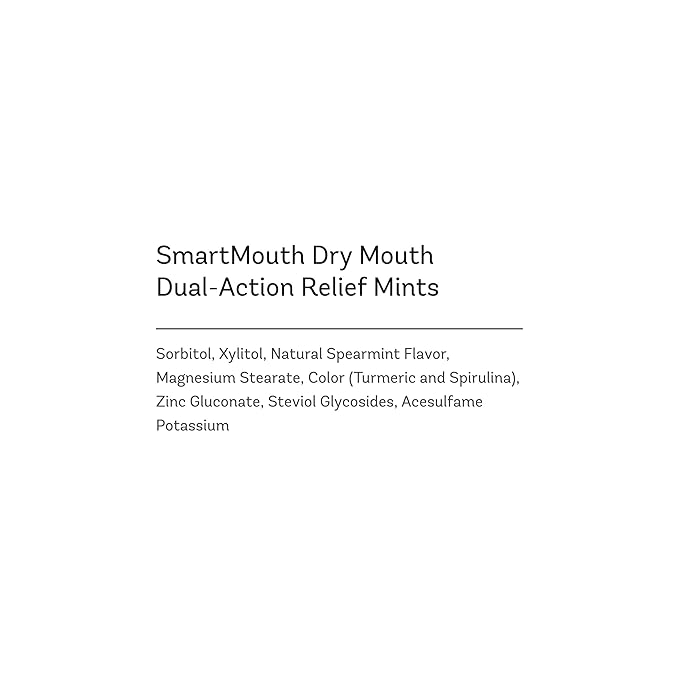 SmartMouth Dry Mouth Dual-Action Mints - Sugar-Free - 50 Count, 4 Pack, Mellow Mint