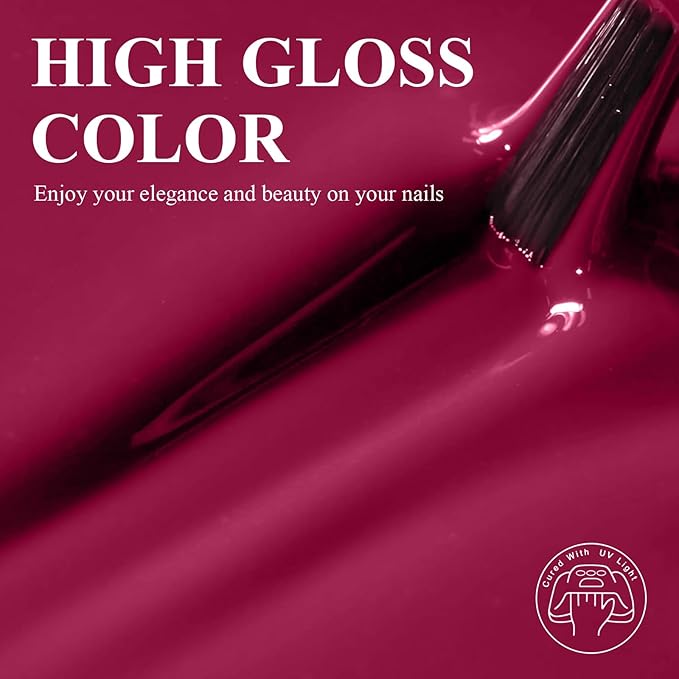 Imtiti Eggplant Red Gel Nail Polish, 1Pcs Rose Purple Red Soak Off UV LED Gel Polish, Long Lasting, Nail Art Manicure Salon DIY at Home for Autumn and Winter (0.34 Fl Oz-1921)