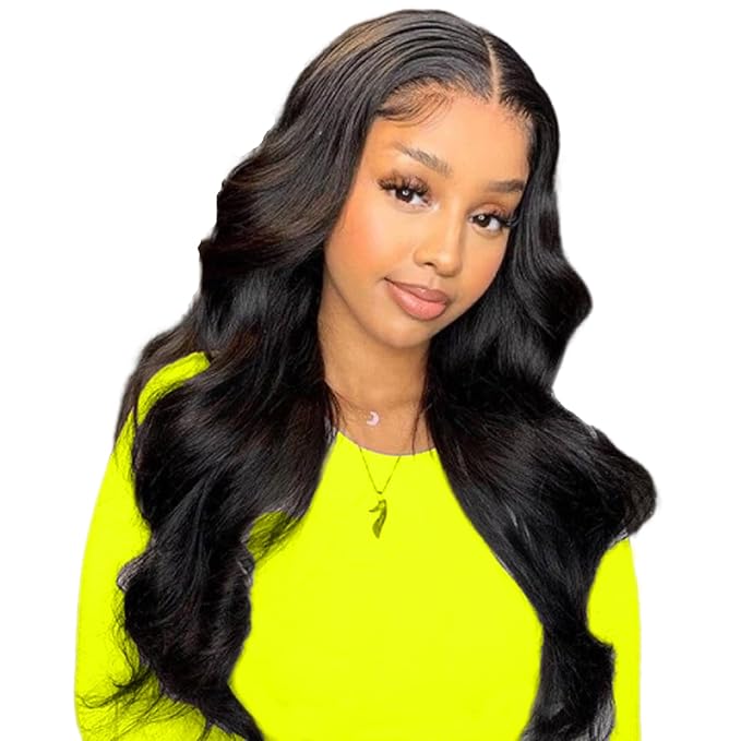 Body Wave Lace Front Wigs Human Hair Pre Plucked 200 Density Glueless 13x6 HD Transparent Lace Frontal Wigs Body Wave Wigs for Women Natural Hairline 18 Inch Human Hair Wig Natural Black