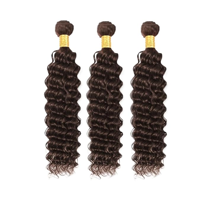 32 32 32 inch #4 Human Hair Chocolate Brown Deep Wave Bundles Double Weft Brazilian Remy Dark Brown Deep Wave Bundle