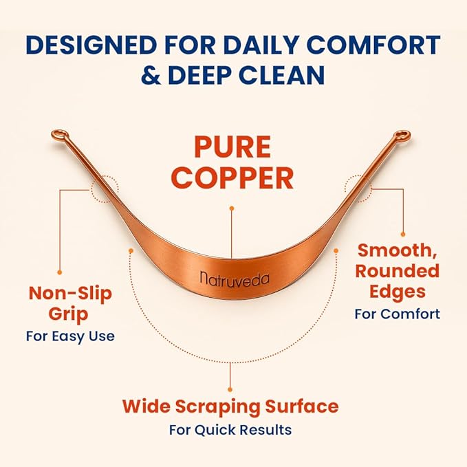 Copper Tongue Scraper – 2 Pack Pure Copper Tongue Cleaners for Adults & Kids | Ayurvedic Metal Tongue Cleaner | Includes 20g Herbal Neem Toothpaste | 30-Day Satisfaction Guarantee
