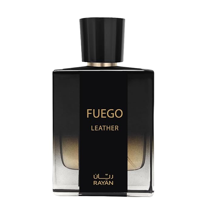 Fuego Leather Perfume for Men – Long Lasting Arabian Eau De Parfum, 100mL (3.34 Fl oz) Men Perfume with Bergamot, Lavender, Vetiver, Sandalwood & Amber - Ideal Gift for Father's Day