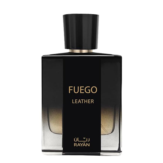 Fuego Leather Perfume for Men – Long Lasting Arabian Eau De Parfum, 100mL (3.34 Fl oz) Men Perfume with Bergamot, Lavender, Vetiver, Sandalwood & Amber - Ideal Gift for Father's Day
