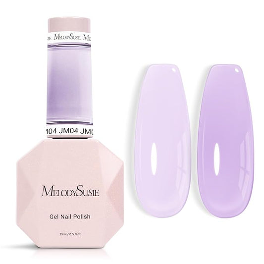 MelodySusie Jeweliver Gel Nail Polish, 0.5Fl Oz Lavender Puprle Jelly Gel Polish Sheer Translucent Nude Soak Off UV LED Light Cure Spring Summer Colors Nail Art Manicure Nail Art DIY at Home JM04