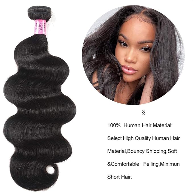 UNice Hair Body Wave Human Hair 4 Bundles 24 26 28 30 inch, 10A Brazilian Unprocessed Human Virgin Hair Weave Sew In Extensions Natural Color