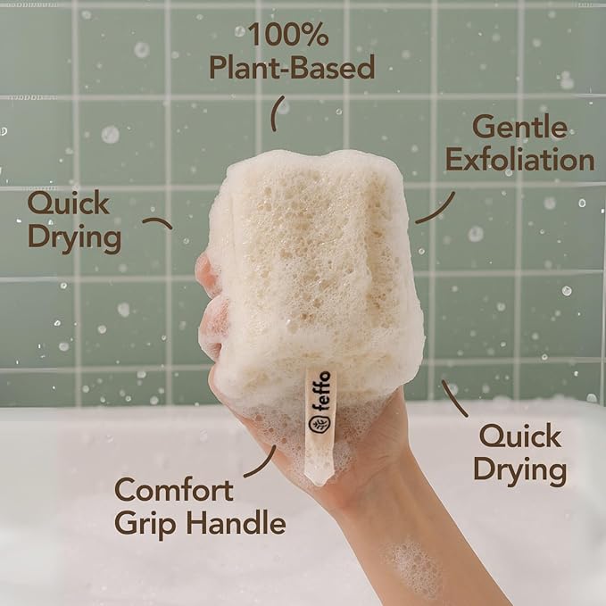 Loofah Sponge for Body Scrub, Exfoliating Body Scrubber & Shower Sponge Shower Scrubber, Loofah for Women and Men, Exfoliating Washcloth Alternative (2 Count, 1 Pack, Natural Cut)