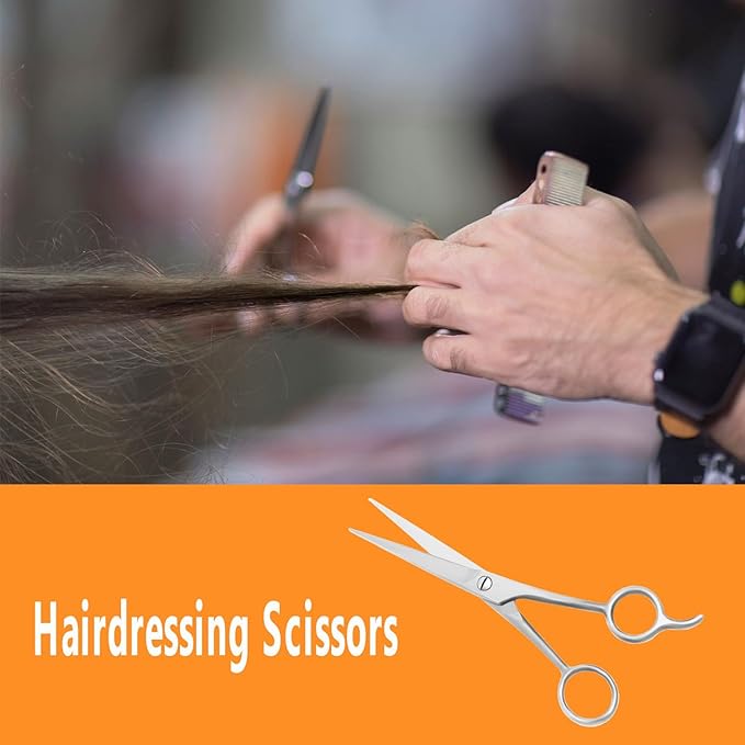 Professional Hair Cutting Scissors Sharp Blades Hair Shears/Barber Scissors/Mustache Scissors Stainless Steel Hair Scissors 7" 6.5" 6" Haircut/Hairdresser For Kids, Men and Women (7 Inch)
