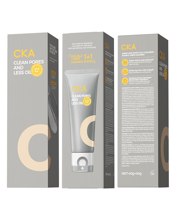 CKA Deep Pore Cleanser, Facial Foam Cleanser Oil Control Makeup Remover 2 in 1 Dual-Chamber, Minimizes Blackhead with Amino Acid, Daily Face Wash for Oily/Sensitive Skin