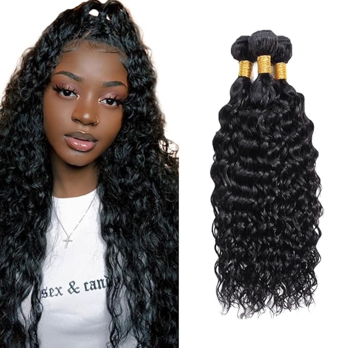 24 26 28 inch Water Wave Bundles Human Hair Bundles Human Hair Wet and Wavy Bundle Natural Black Color 150g