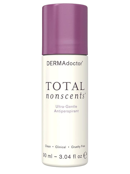 DERMAdoctor Antiperspirant for Women, Total NonScents Ultra-Gentle Unscented Antiperspirant for Sensitive Skin deodorant, Clinical Strength Deodorant For Women & Men; Hypoallergenic Roll On - 3.04 oz