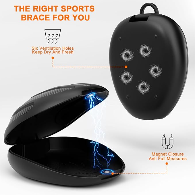 BVN Mouthguard Case Sports, Adult & Youth Sizes Universal Storage for Mouthguard, with Silicone Lanyard, Black+Carbon Fiber Coating.