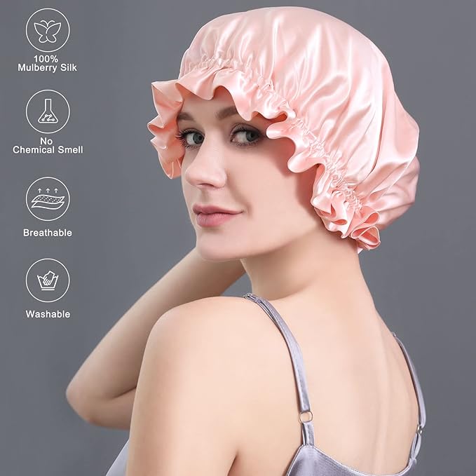 DAISYSILK 100 Pure Mulberry Silk Hair Bonnet for Sleeping Silk Hair Wrap for Women