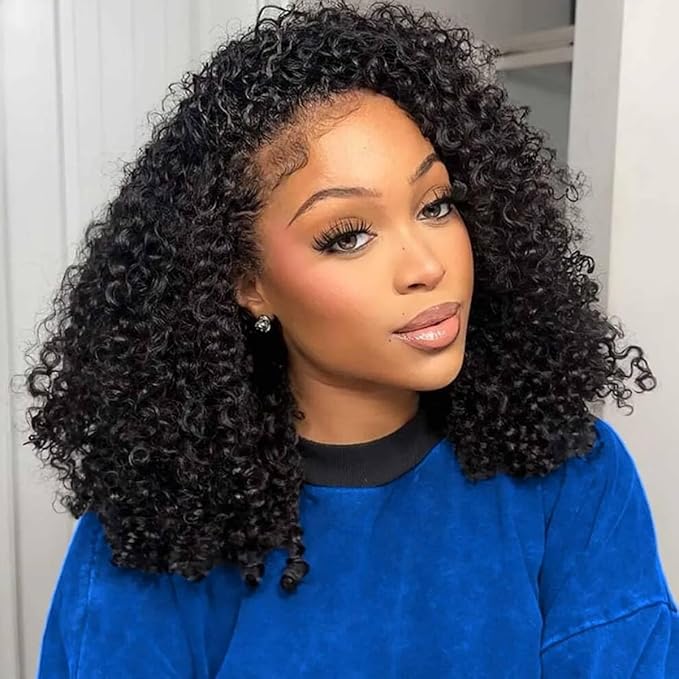 Half Wig Human Hair for Women 3 In 1 Deep Curly Glueless Wigs 200 Density Flip Over Beginner Friendly Wear Go Drawstring Wig No Glue No Sew Natural Color & Easy Install 16 Inch