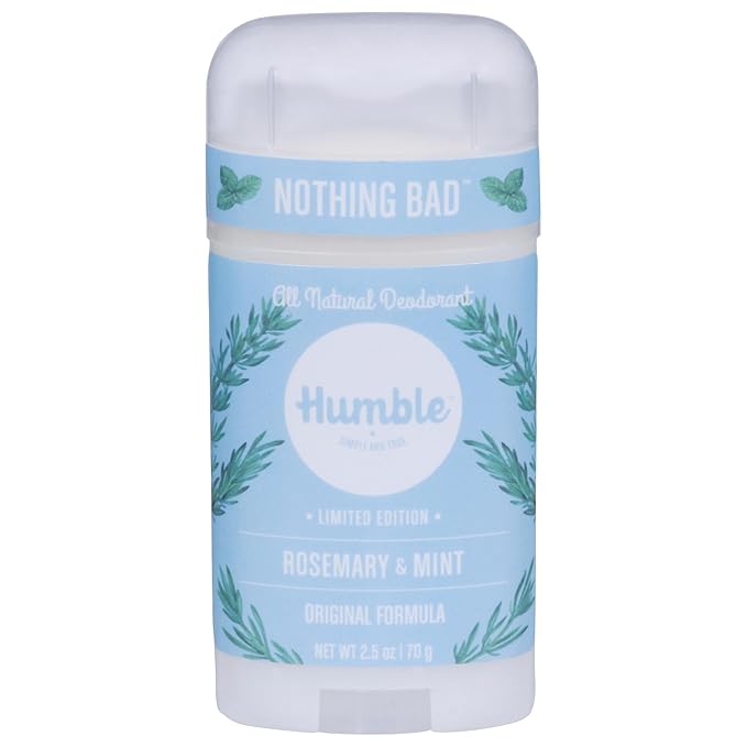 HUMBLE BRANDS Original Formula Aluminum-free Deodorant. Long Lasting Odor Control with Baking Soda and Essential Oils, Rosemary Mint, Pack of 1