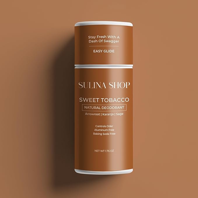Natural Sweet Tobacco Men Deodorant - Aluminum-Free & Baking Soda Free, 24-Hour Odor Protection, Eco-Friendly Sweet Tobacco Scent