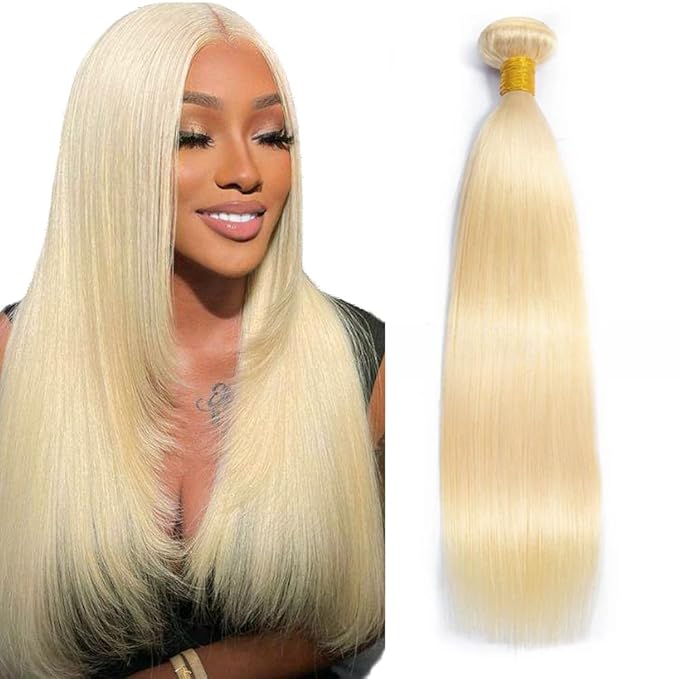 613 Human Hair Bundles Blonde Bundles Straight Human Hair Unprocessed Virgin Hair 1 Bundle 50g 22 Inch 613 Straight Hair Weave