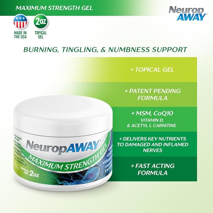 NeuropAWAY® Maximum Strength Gel, for Nerve discomfort, Burning, Tingling, and Numbness 2oz