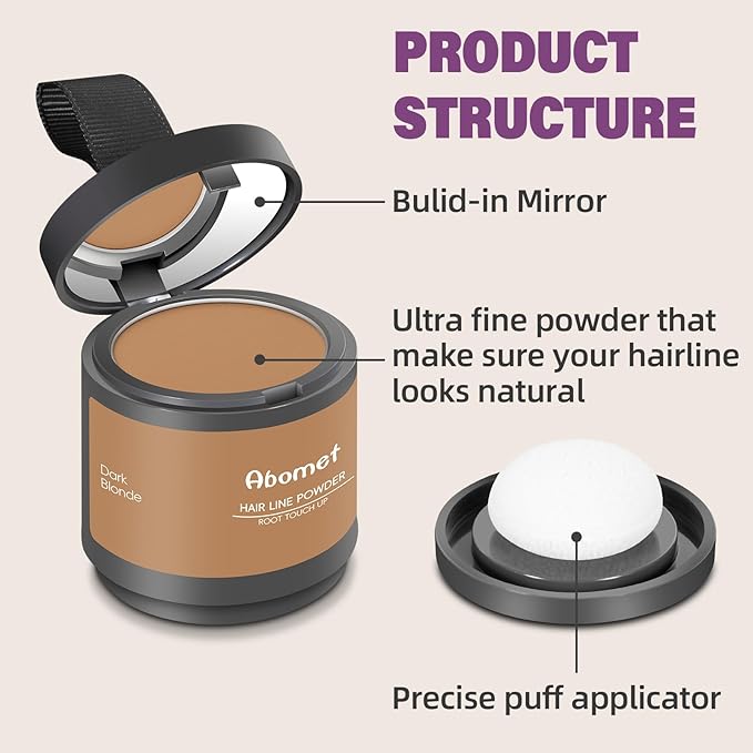 Hairline Powder Instantly Conceals Hair Loss, Root Touch Up Hair Color Powder, Hair Toppers for Women Men, Hair Fibers for Thinning Hair, Root Cover Up lasting 24 hours (Dark Blonde, 0.35)