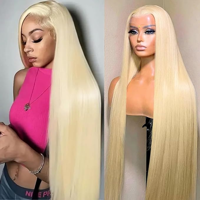 LICHANG 26 Inch 613 Lace Front Wig Human Hair 13X4 Blonde Straight Pre Plucked 200% Density