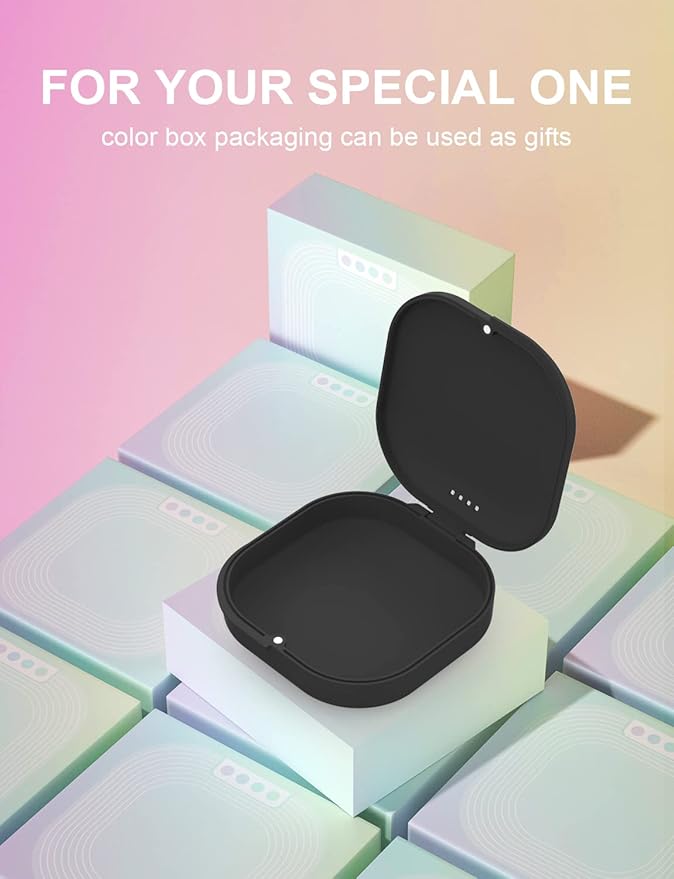 Slim Aligner Case with Vent Holes, Compatible with Invisalign, Cute Case with Retainer Removal Tool and Brush, Black
