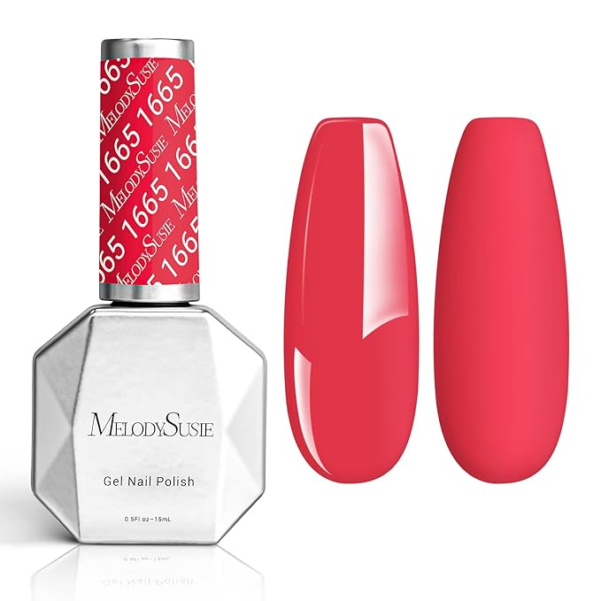 MelodySusie Thick Bright Red Gel Nail Polish,0.5fl oz Soak Off UV LED Raspberry Red Gel Polish Christmas Gift for Women Nail Art Manicure Salon DIY Nail Design Decoration at Home-1665