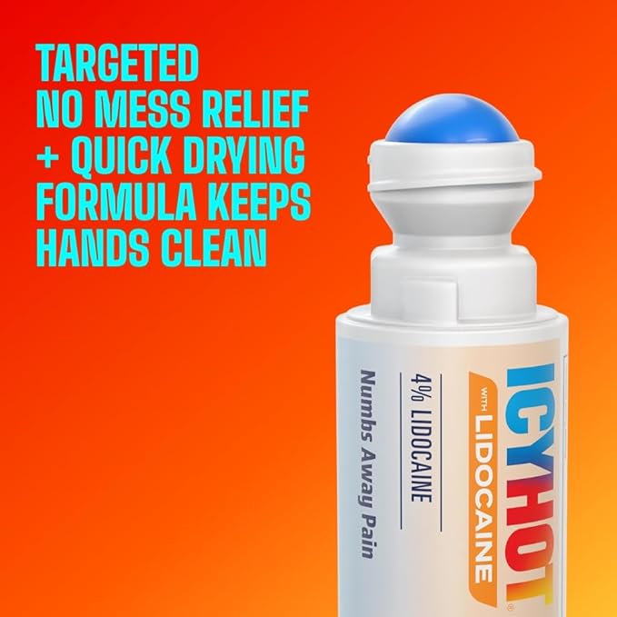 Icy Hot Maximum Strength Lidocaine No-Mess Pain Relief Liquid, No-Mess Applicator, 2.5 Ounces, 2 pk