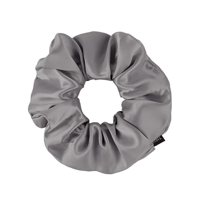 THXSILK Hair Silk Scrunchie for Women's Thick Hair, Grey, 7.99 Count