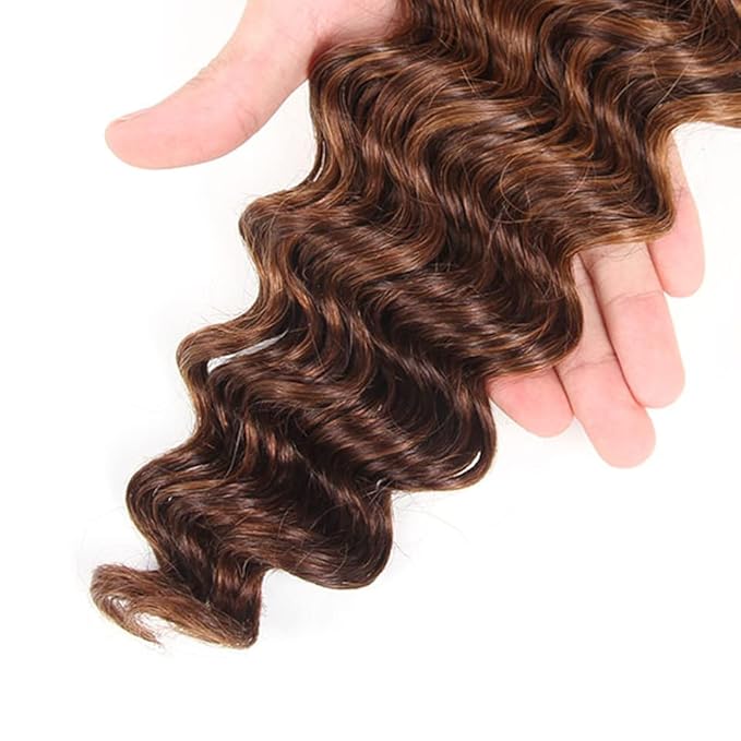 24 24 24 Inch P4/30 Bundle Highlight Deep Wave Bundles Human Hair Unprocessed Virgin Hair 3 Bundles Brown Mixed With Light Brown Bundle