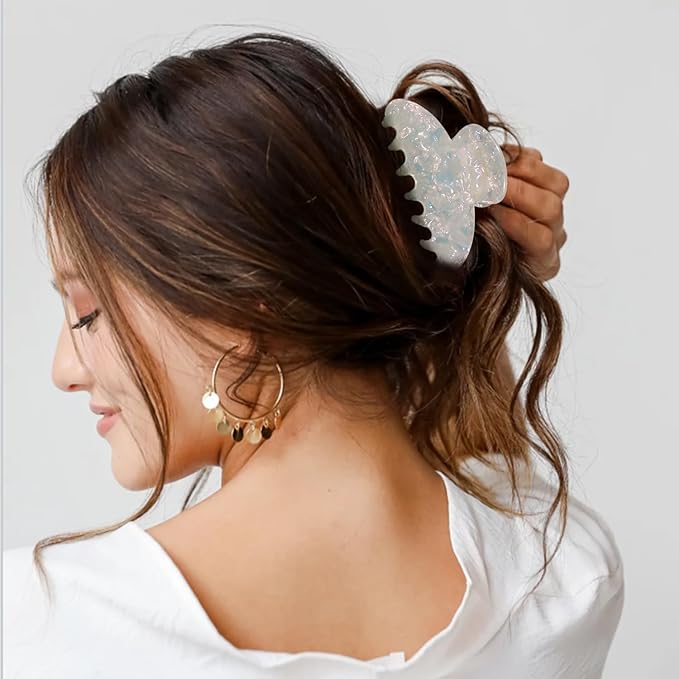 4 large acetic acid hair clips with strong styling and anti-slip claws are suitable for both thick and thin hair