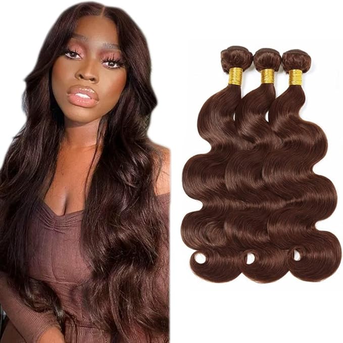 Dark Brown Bundles Human Hair #4 Body Wave Bundles Brown Human Hair Bundle 22 24 26 inch Double Weft Color 4 Bundle