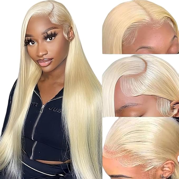 613 Lace Front Wig Human Hair 28 Inch Blonde Wig Human Hair Pre Plucked 180 Density 13x6 Straight HD Lace Frontal Wig Natural Hairline
