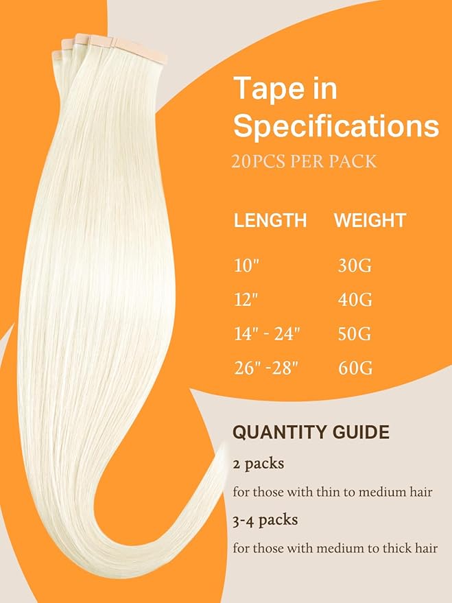 DOORES Tape in Hair Extensions Real Human Remy, Pearl Blonde 18 Inch 50g 20pcs, Tape in Extensions Human Hair Real Remy Natural Straight Light Blonde Seamless for Women