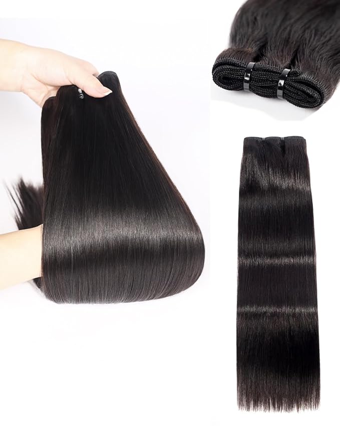 Arabella 15A Raw Straight Bundles Human Hair Natural Black Hair Bundles 100% Raw Vietnamese Human Hair Weave Sew in Double Weft,Three Times the Lifespan 24 Inch