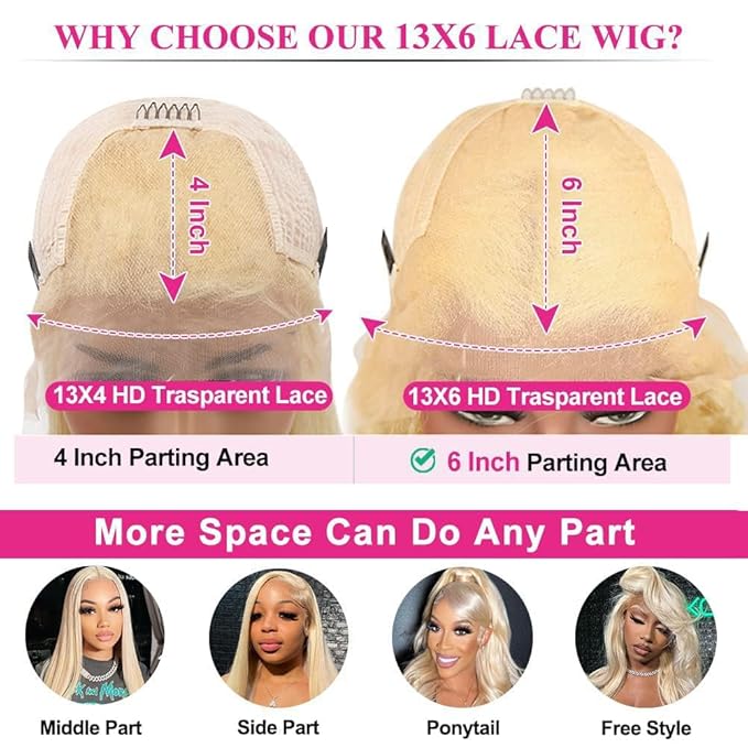 34 Inch 613 Lace Front Wig Human Hair Blonde HD Straight Lace Frontal Wig Pre Plucked 200% Density Glueless Wigs Human Hair