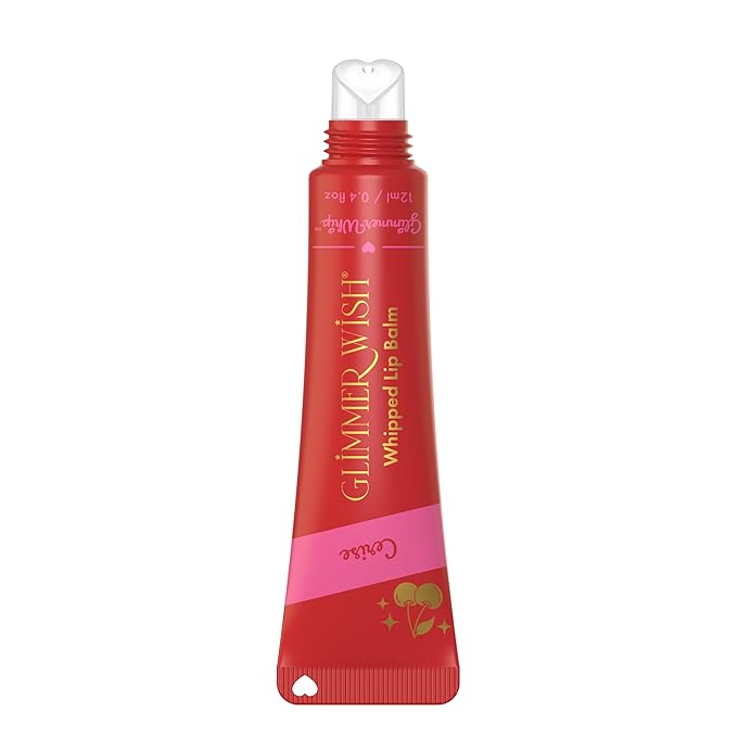 Glimmer Wish Glimmer Whip Hydrating Lip Balm – Moisturizing Lip Care with Organic Oils & Butters – Vegan Lip Moisturizer (Cerise)