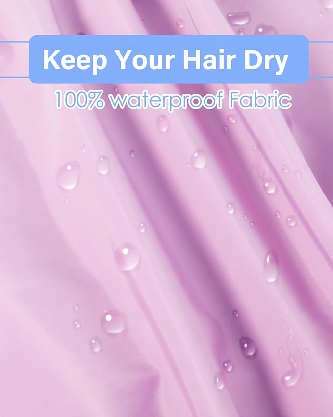 Aquior Shower Cap,Extra Adjustable Shower Caps for Women Double-Layer Waterproof Reusable Hair Cap, Large Size Hair Cap for All Hair,for Girls Spa Bath,Soft and Comfortable (Purple)