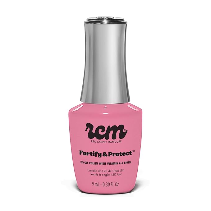 RC Red Carpet Manicure Fortify & Protect Pink Crème Gel Polish for Strong, Healthy Nails - Infused with Vitamin A & Biotin - (Very Important Pink) Led Nail Gel Color, 0.3 Fl Oz